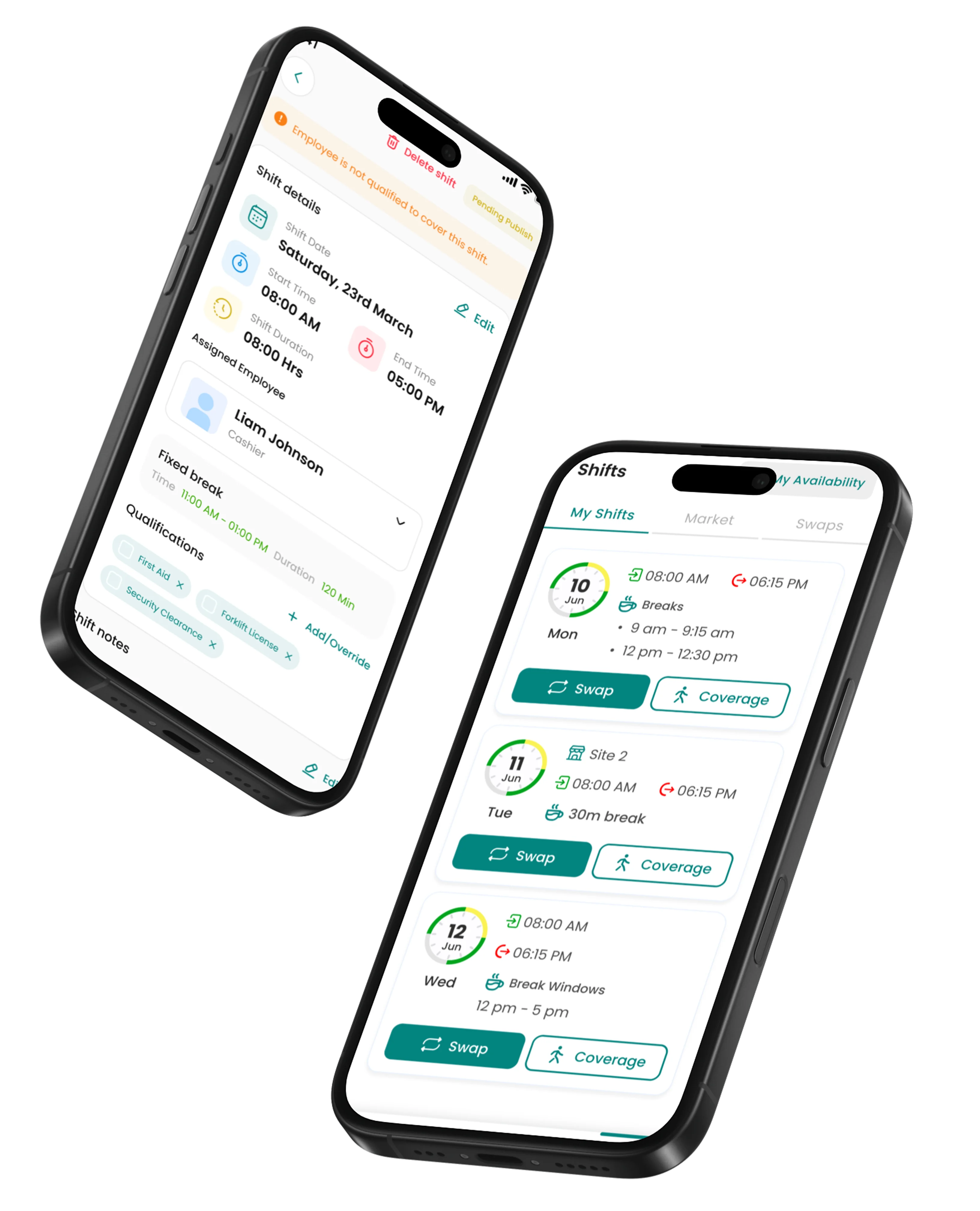 Everything employees need for their shift—right in one view.